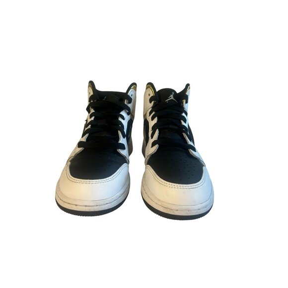 Nike Air Jordan 1 MID Shoes GS Sz 5Y WMNS Sz 6.5 White/Gold/Black 554725-190 - Picture 4 of 16